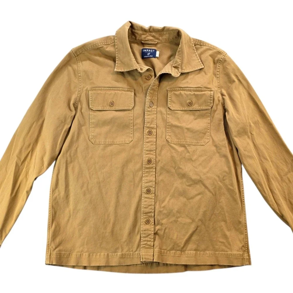 United By Blue Impact Collection Tan Button Down Shirt Jacket Organic Workwear L